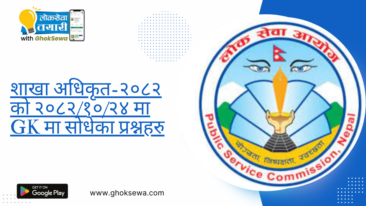 All 50 questions asked in Gk of Branch Officer-2082 on 2082/10/24